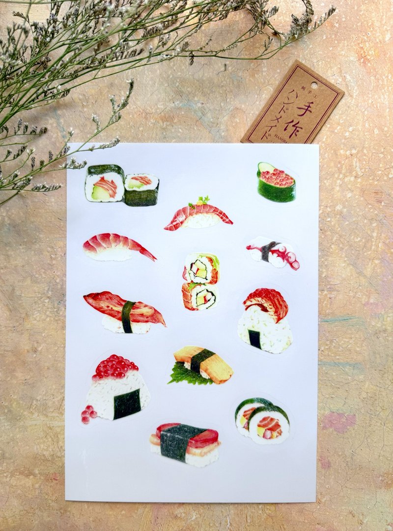 手绘美食插画防水透明贴纸 日本料理篇 A5 - 贴纸 - 纸 