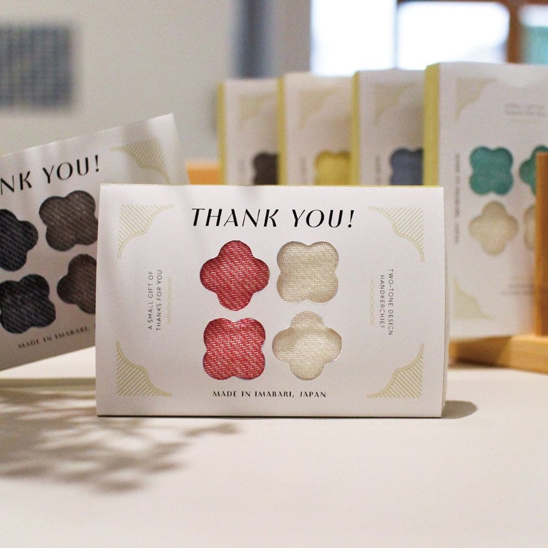 THANK YOU|感谢花语手帕|双色设计|简约包装|毕业送礼|今治制造 - 手帕/方巾 - 棉 多色