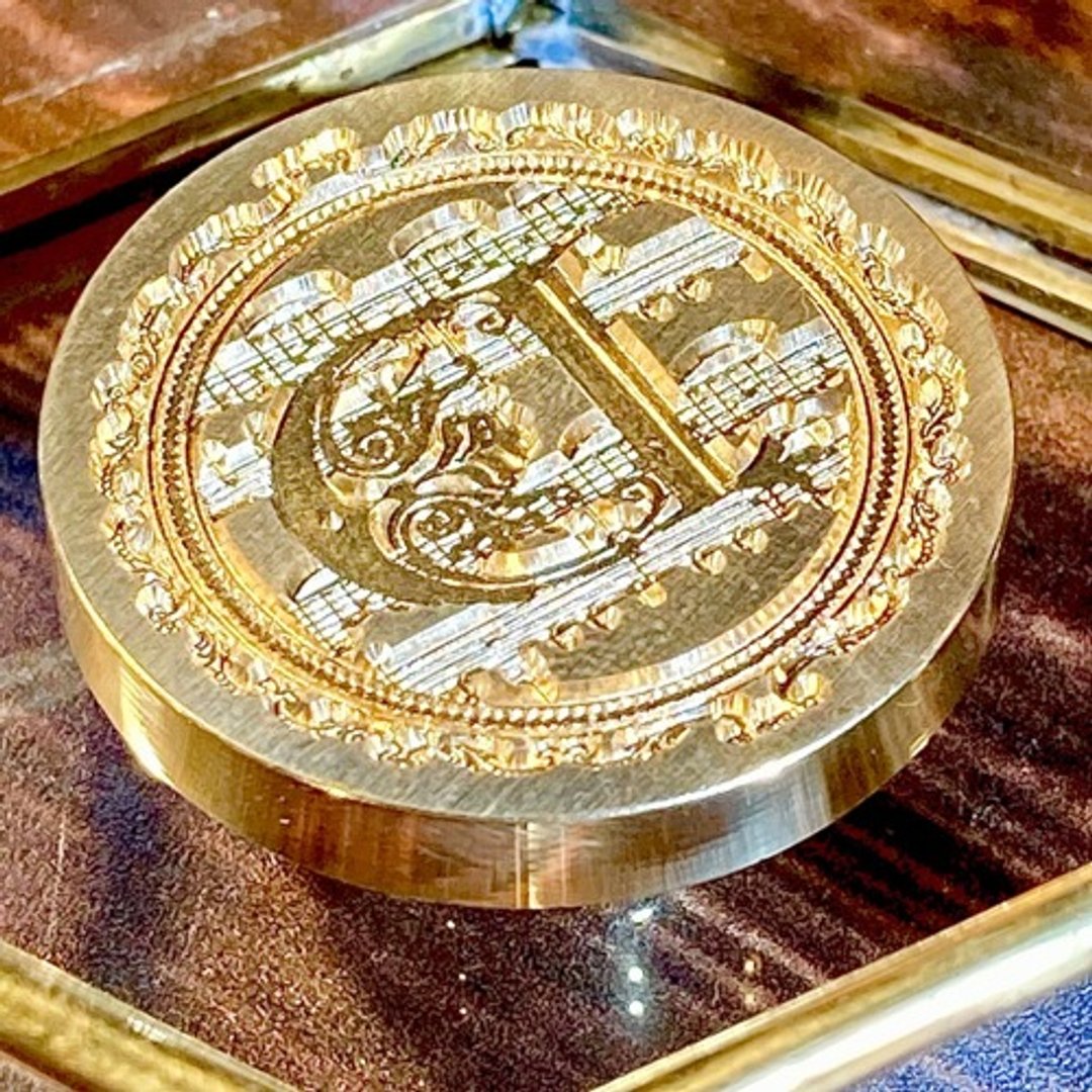 火漆印章印头 字母 D 音乐 乐器 乐谱 - 印章/印台 - 其他金属 
