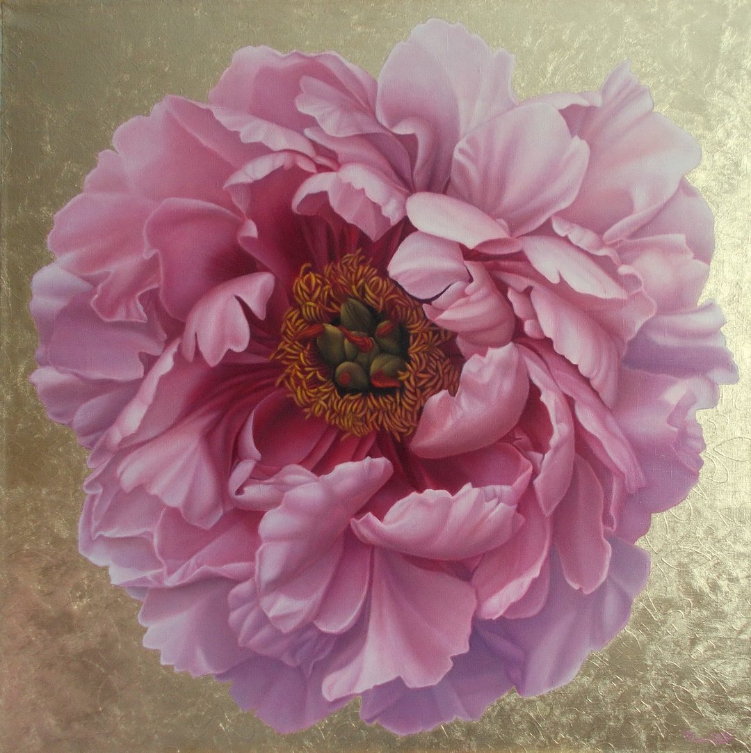 大型牡丹画原创花卉设计粉红色牡丹花方形墙壁艺术卧室、客厅 - 墙贴/壁贴 - 其他材质 多色