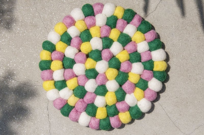 羊毛毡 彩虹 隔热垫 锅垫 羊毛毡锅垫-马卡龙水果冰淇淋 圆型锅垫 - 餐垫/桌巾 - 羊毛 多色