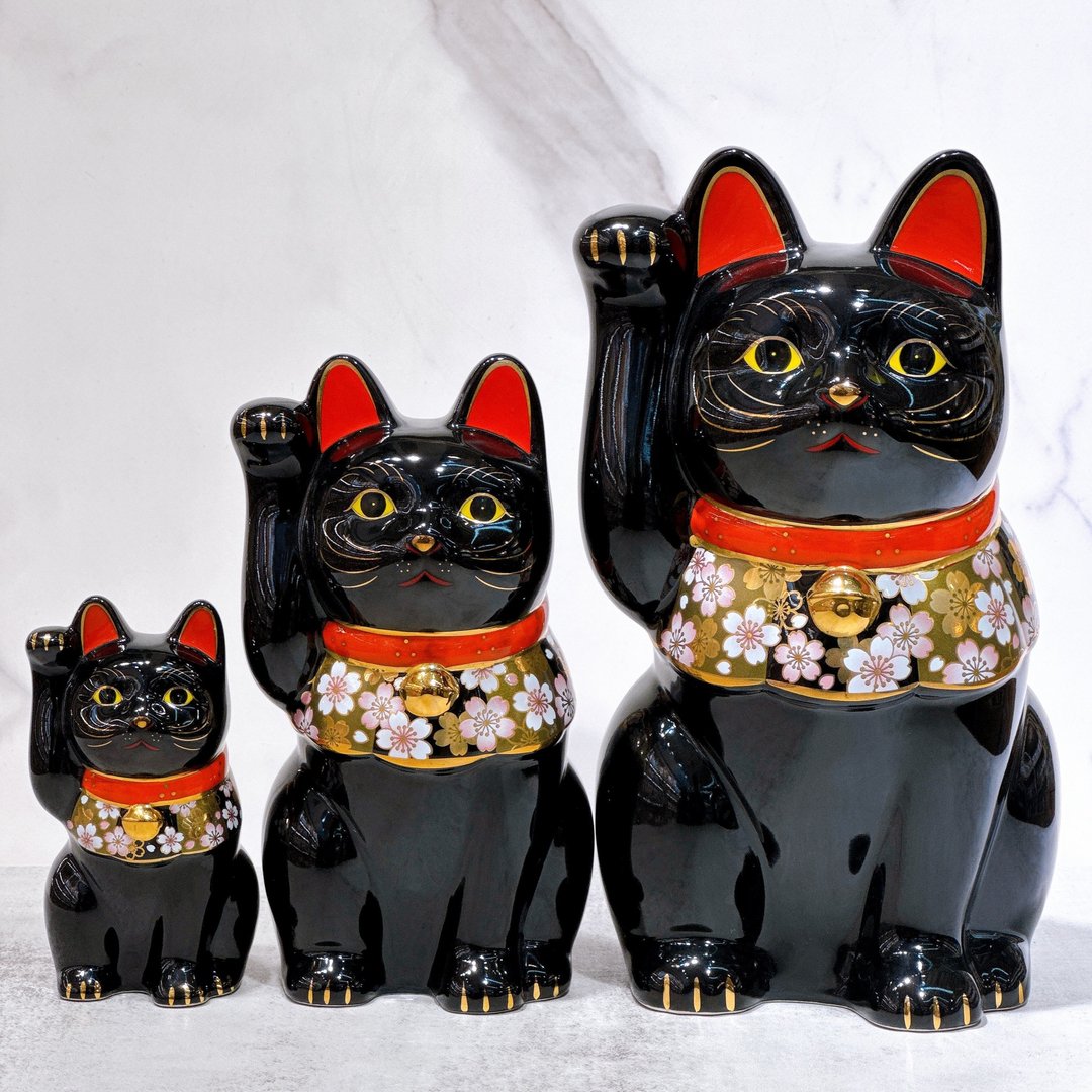 【樱猫开运】日本药师樱花招财猫 大号 黑樱 - 摆饰 - 瓷 黑色