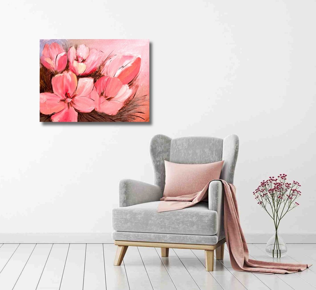 Present Painting Flower Wall Art Floral Decor Kitchen Decor Flowers Art - 海报/装饰画/版画 - 压克力 粉红色
