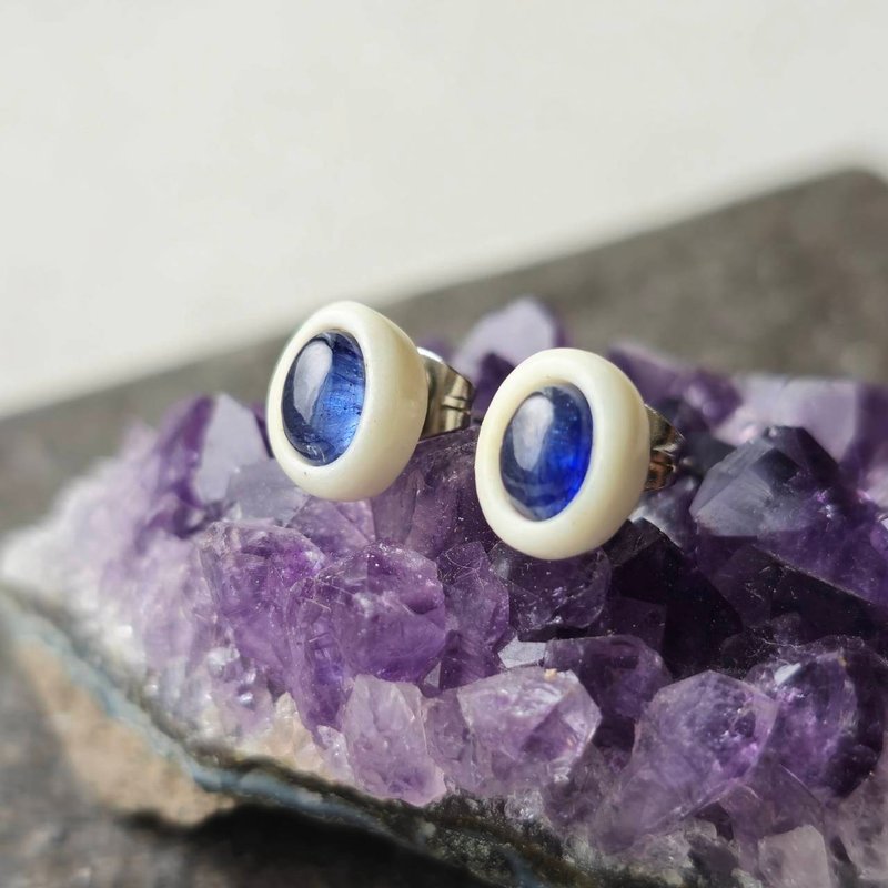 鹿角蓝色蓝宝石耳环 - 耳环/耳夹 - 宝石 蓝色