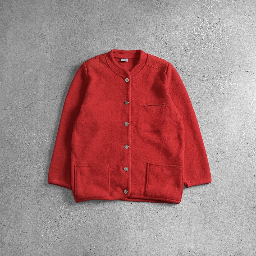 蒂罗尔羊毛外套 / Wool Jacket、古着开襟毛衣、古着开襟外套 - 女装针织衫/毛衣 - 羊毛 红色