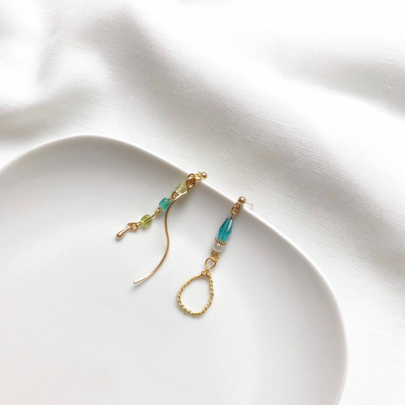 茉莉公主 - 不对称设计 / 手作耳环 - 耳环/耳夹 - 其他材质 多色