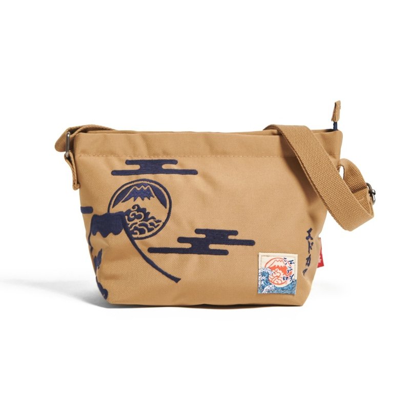 江户胜 日系 中性 富士山斜背小包(黄褐色) #小包#包包 - 侧背包/斜挎包 - 棉．麻 咖啡色