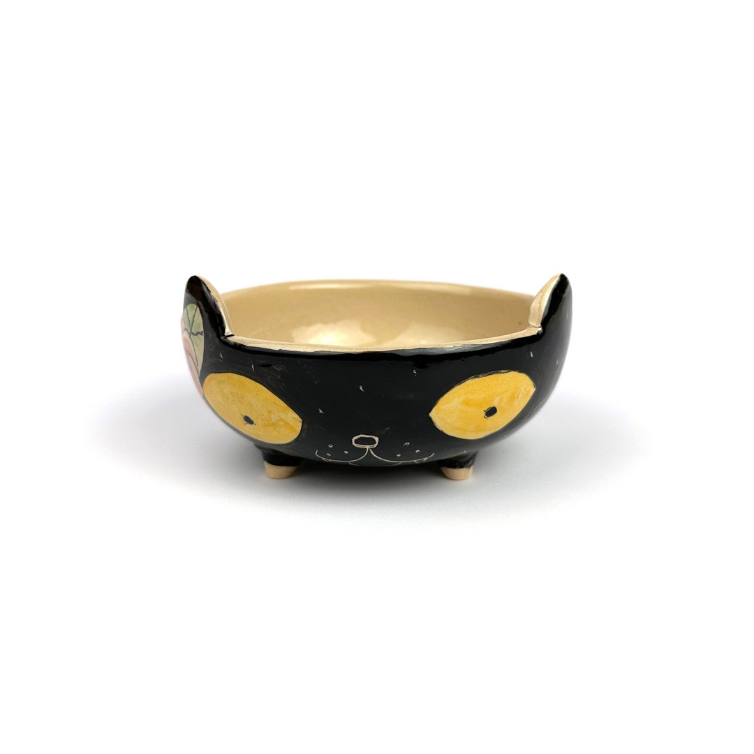 Nice Little Clay 手工浅小碗 黑猫 0202S-20 - 碗 - 陶 白色