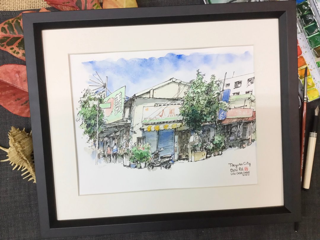街角/手绘原创/含框 - 海报/装饰画/版画 - 纸 咖啡色