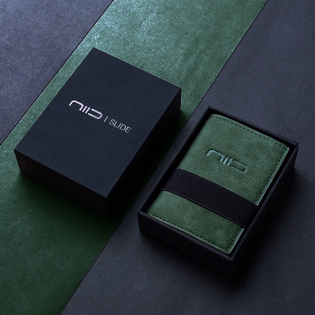 【NIID 官方直营】SLIDE2 Vegan Mini Wallet 防盗科技皮夹 暗绿 - 皮夹/钱包 - 环保材料 绿色