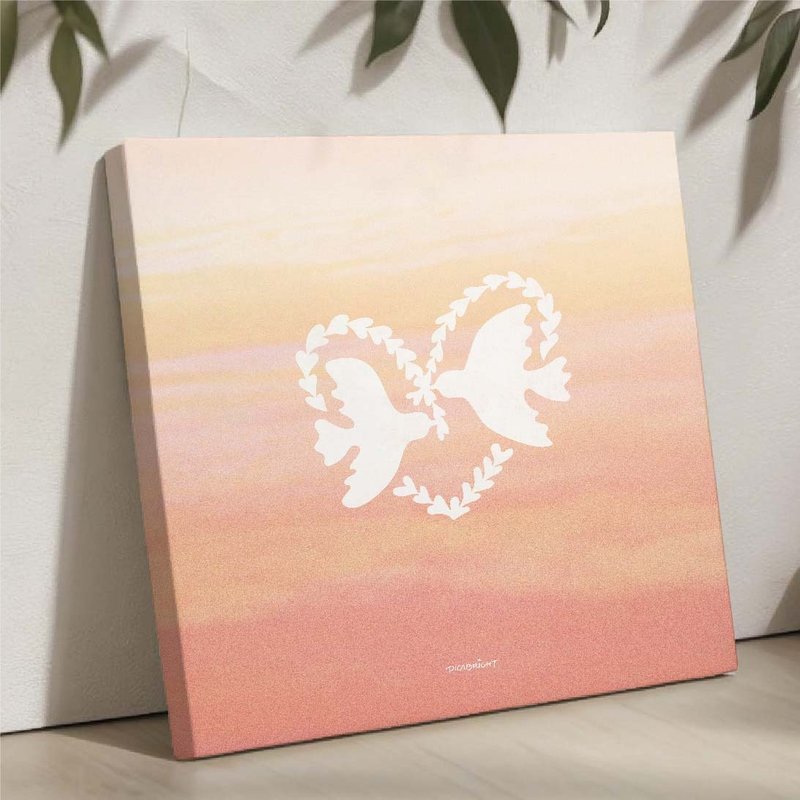 爱心双鸽浪漫天空挂画/温暖情侣居家布置木相架/粉色情人节礼物 - 摆饰 - 木头 