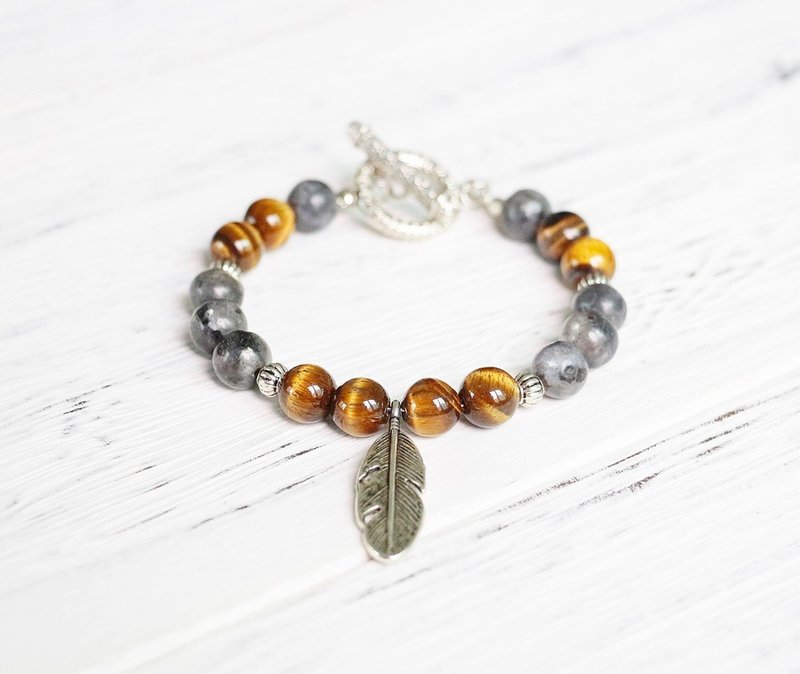 [信仰国度]虎眼石x闪光石手链 FitterHandmade 天然石手创 极简几何 个性化 圣诞节 情人节 生日礼物 纪念日 交换礼物 - 手链/手环 - 纸 黑色