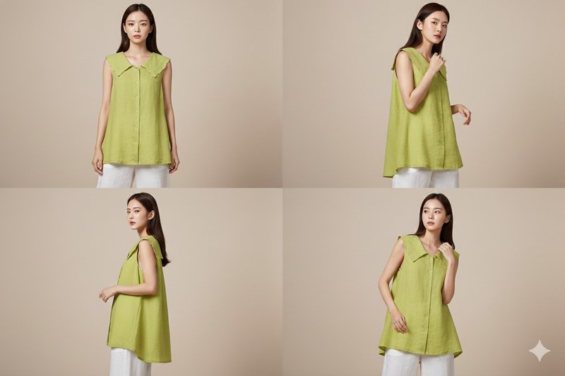 #声声慢-荷叶前领麻棉无袖长风格休闲上衣 - 女装背心 - 棉．麻 