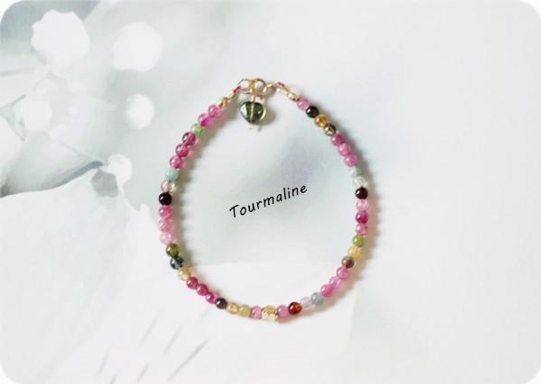 Multicolor tourmaline bracelet October birthstone - 手链/手环 - 宝石 多色