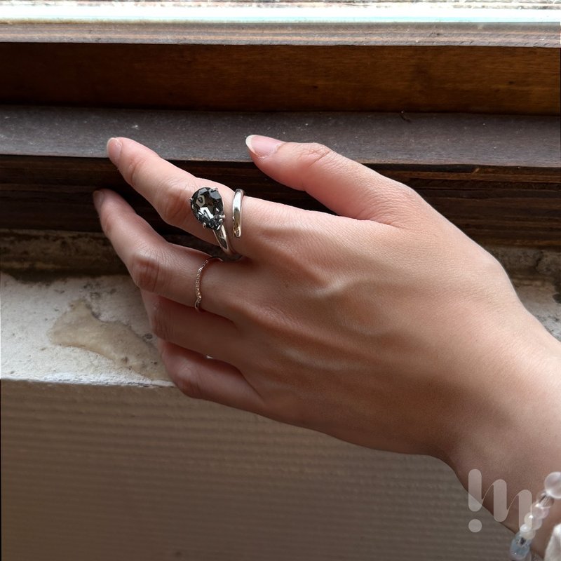 曲光之间 │ 925纯银 锆石 可调式戒指 LIM:M PROJECT【限量】 - 戒指 - 纯银 黑色