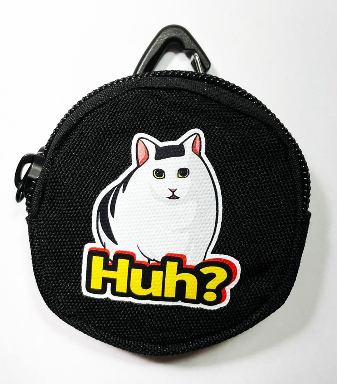 迷因零钱包 猫猫零钱包 Huh迷因猫  口袋零钱包 - 零钱包 - 棉．麻 黑色