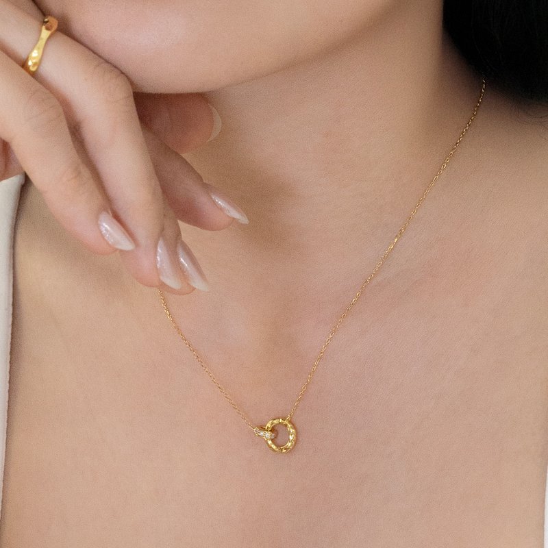 Wavelet  │ 波纹双环 项链 轻珠宝 纯银项链 - 项链 - 纯银 金色