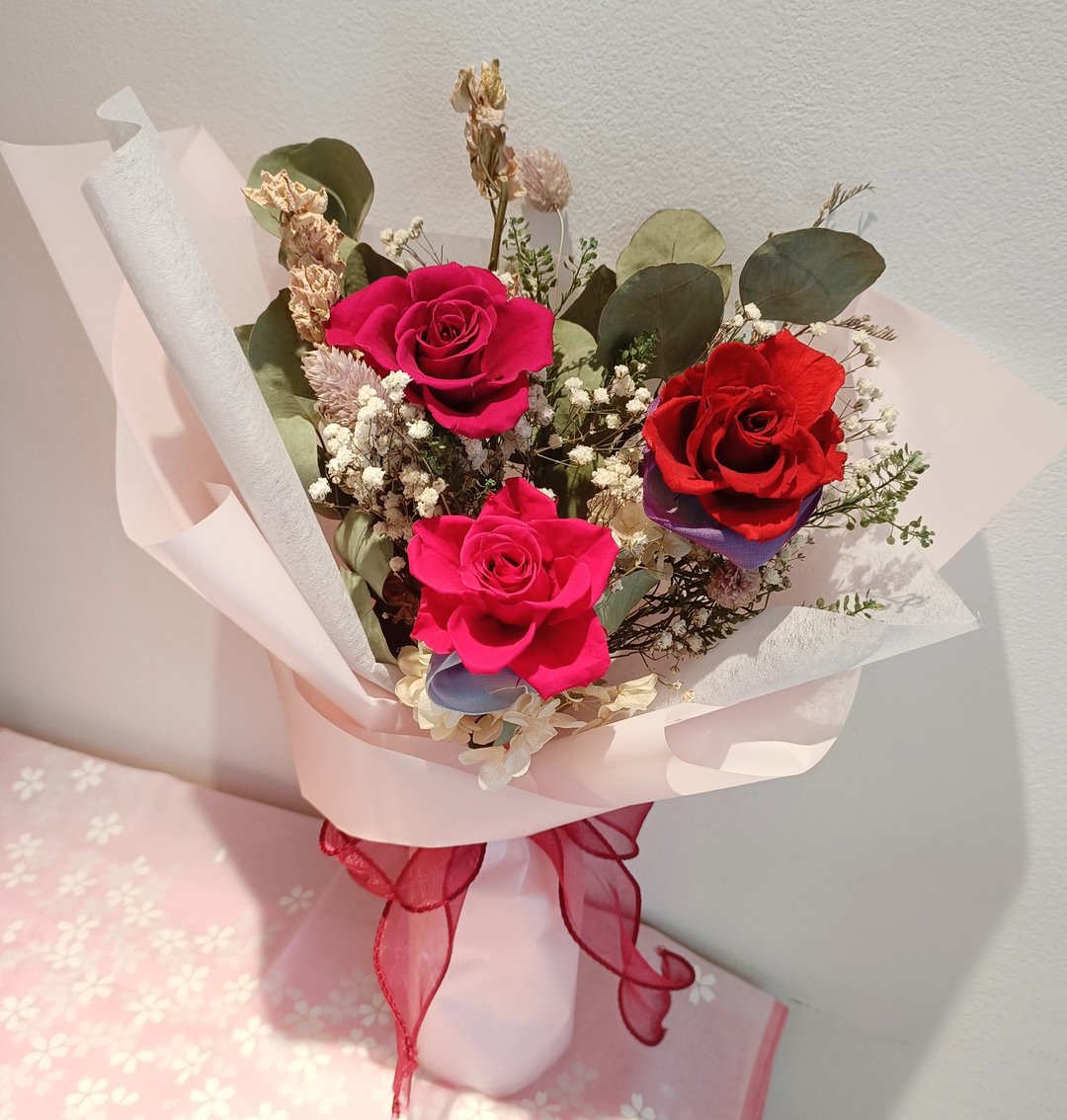 永生玫瑰花束 求婚告白捧花外拍周年教师节生日交换礼物七夕情人 - 干燥花/捧花 - 植物．花 多色