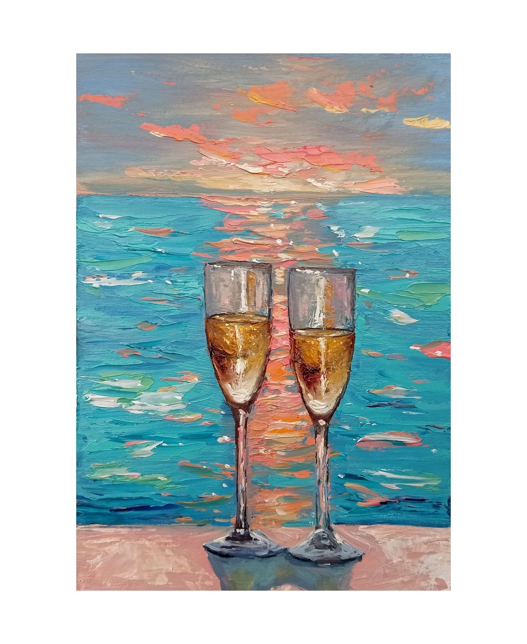 Romantic Painting Couple Wall Art Original Wall Decor Living Room Picture - 墙贴/壁贴 - 其他材质 多色