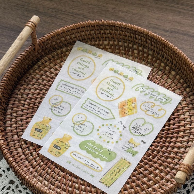 转印贴纸 感压贴纸 - 能量咒语_黄绿 2张入 - 贴纸 - 塑料 