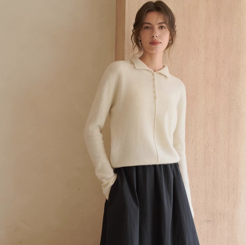 法式极简 浣熊毛混纺绒感针织毛衣 - 女装针织衫/毛衣 - 其他材质 多色