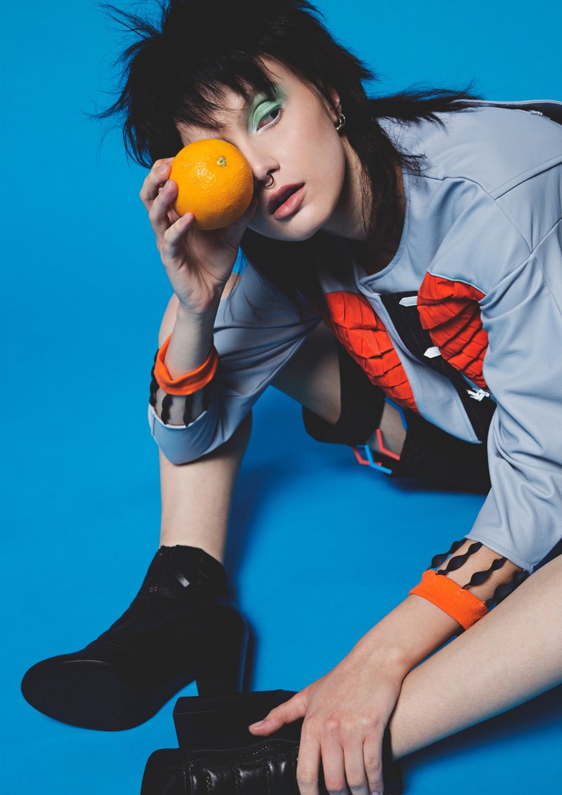 3D PLEATED LAND - 女装休闲/机能外套 - 聚酯纤维 蓝色