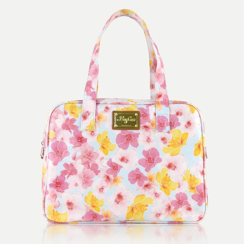 樱花优雅防水拉链大方包-纯洁蓝 - 手提包/手提袋 - 棉．麻 蓝色