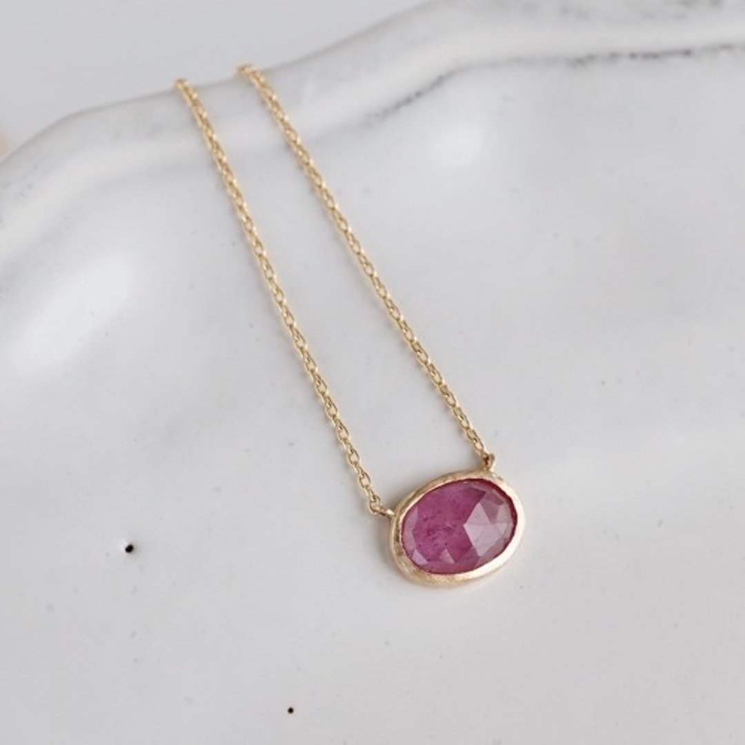 Sapphire necklace [OP745K10YG] - 耳环/耳夹 - 其他金属 