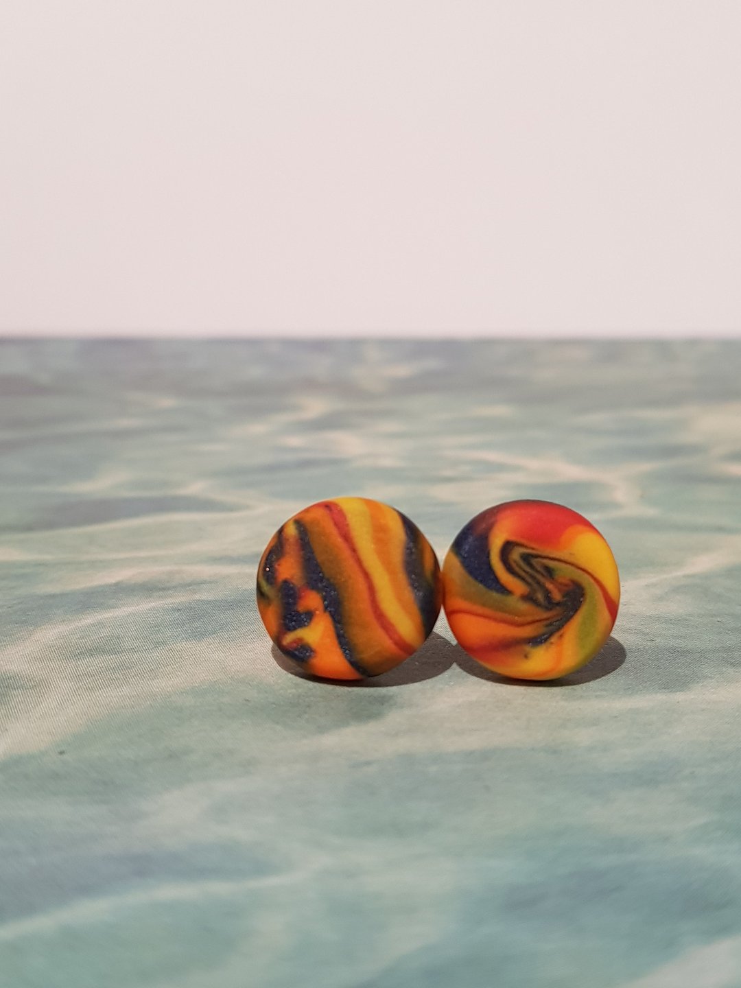 Sunset polymer clay stud earrings - 耳环/耳夹 - 其他材质 