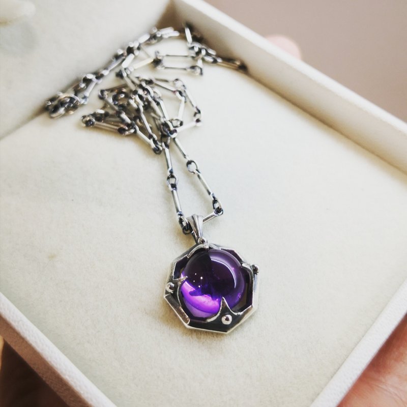 OCTAGON 古银紫水晶坠链 - 项链 - 其他金属 紫色