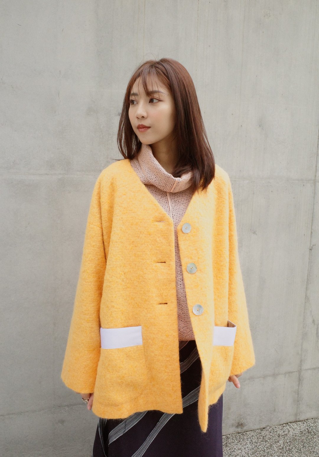 UUIN _ 橘毛毛外套 - 女装休闲/机能外套 - 羊毛 橘色