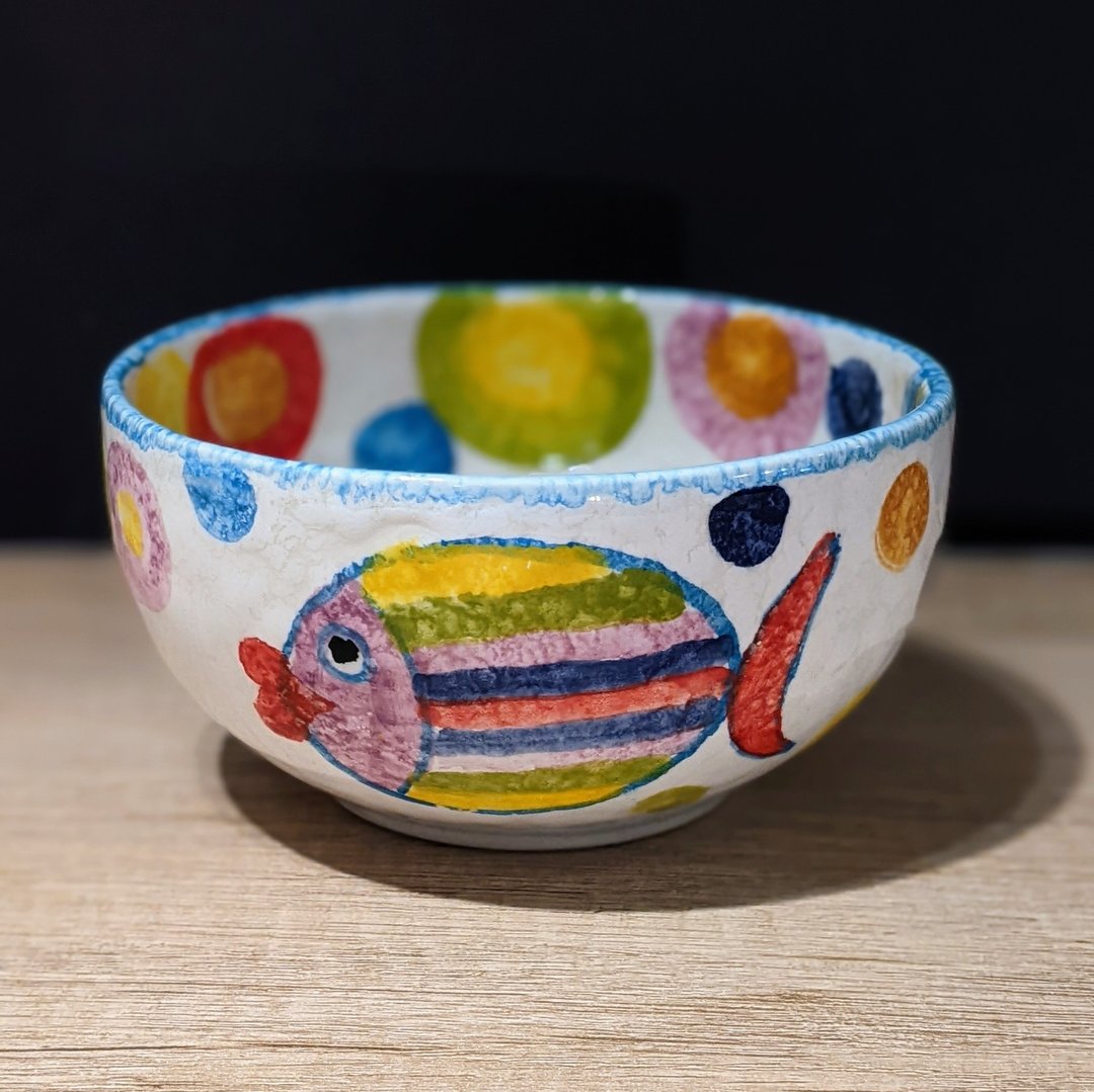 意大利手工陶-POP普普艺术 饭碗13cm(鱼鱼) - 碗 - 陶 多色