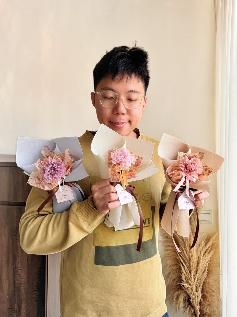 法式复古 单支永生康乃馨花束 母亲节花束 - 干燥花/捧花 - 植物．花 多色