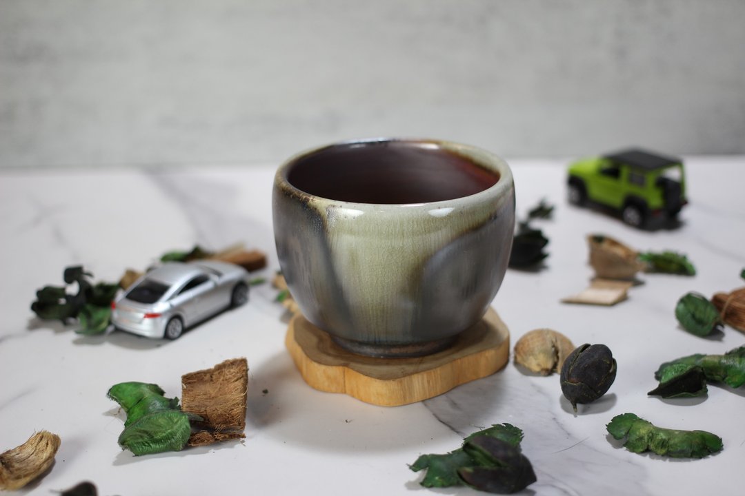 【沐春生活】250ml 柴烧 天目釉 手拉坯茶碗 茶杯 莺歌叶敏祥作 - 茶具/茶杯 - 瓷 