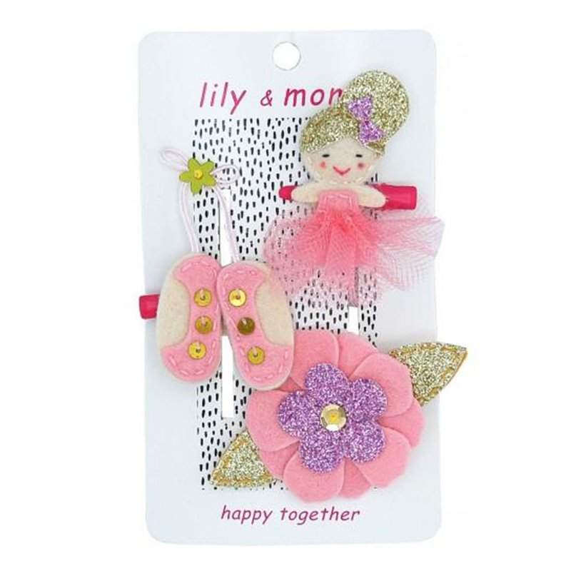 美国 Lily & Momo 手工发饰 ─ 芭蕾公主 | 三件组 | 甜美公主风 - 婴儿饰品 - 聚酯纤维 粉红色