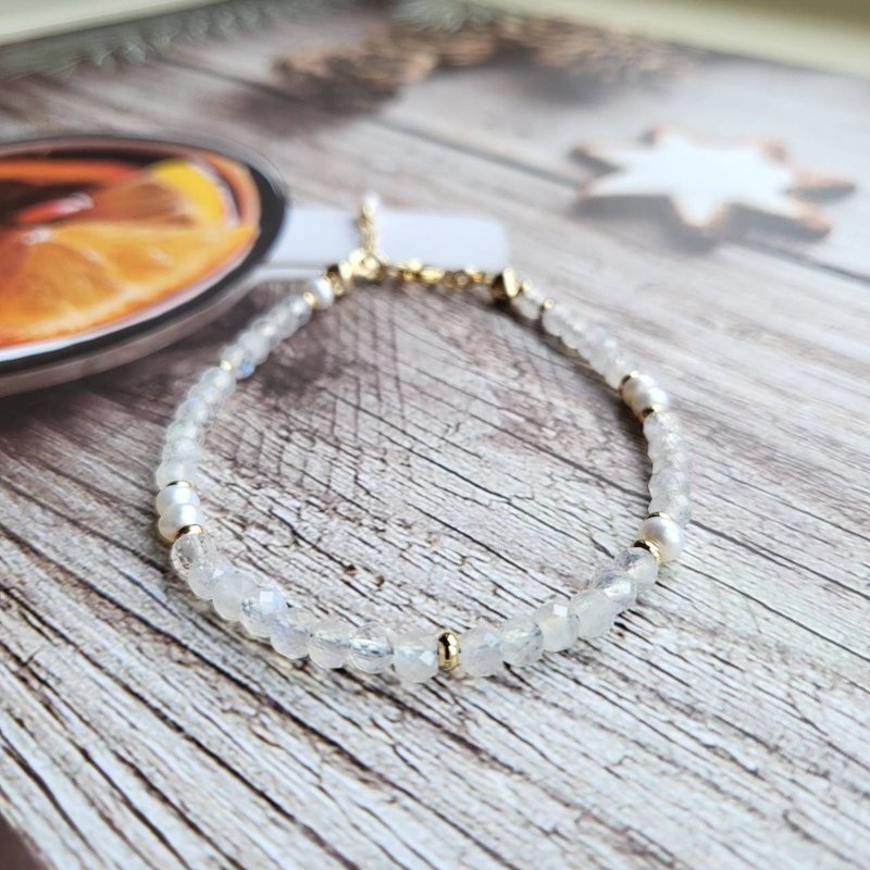 桃花人际人缘招财/淡水珍珠月光石手链 - 手链/手环 - 水晶 
