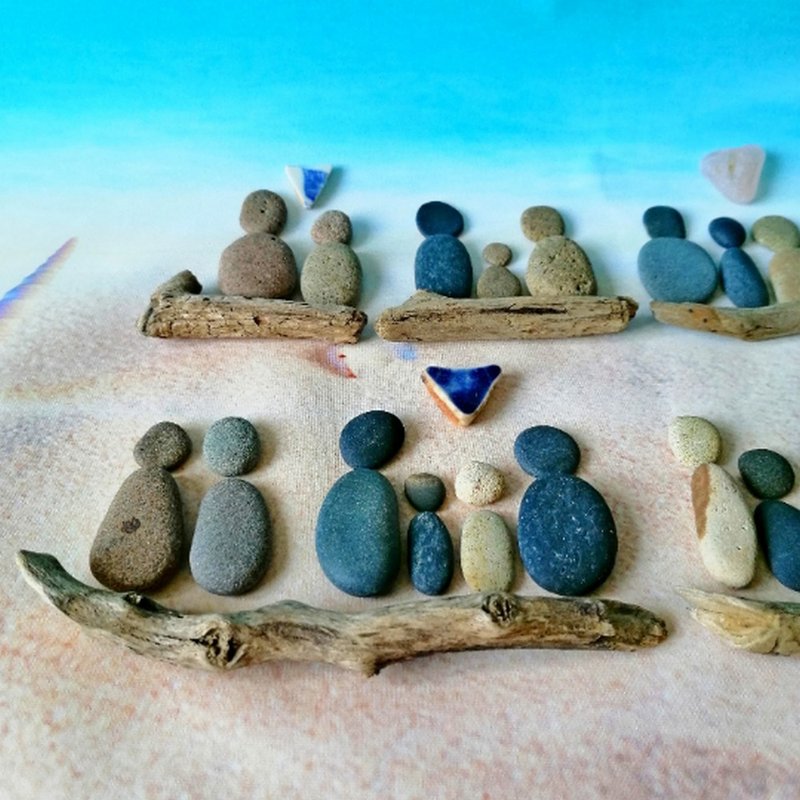 Pebbles for Pebble pictures,Pebble art couple,Craft sea pebbles,20 Pebble people - 其他 - 石头 多色