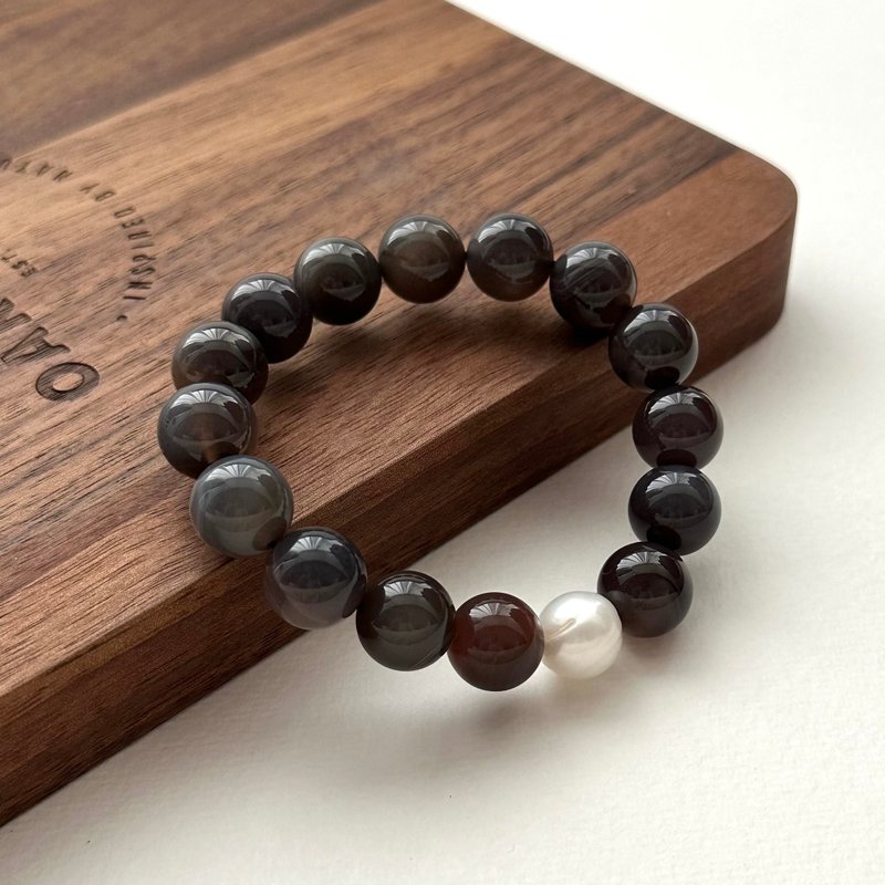 【波西米亚风】波斯湾玛瑙淡水珍珠手链 护身符友善消除压力疲劳 - 手链/手环 - 半宝石 多色