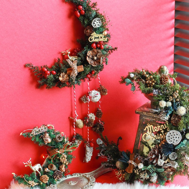 圣诞限定课程 圣诞月亮花圈 - 植栽 - 植物．花 