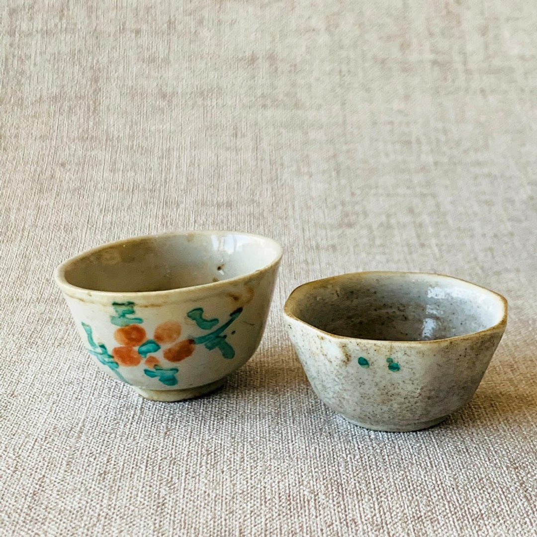 中国 清末民初民窑手绘小酒杯 │ 八角款 圆满款 手绘花纹 - 酒杯/酒器 - 瓷 多色