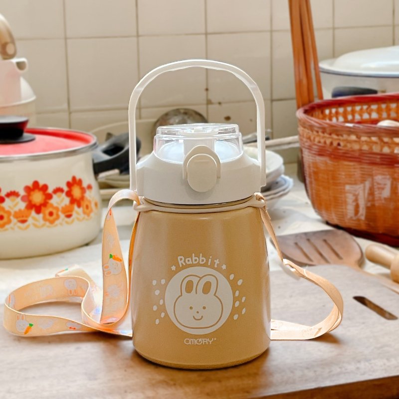 【OMORY】不锈钢萌兔大肚吸管保温瓶-800ml - 水瓶/水壶 - 不锈钢 金色