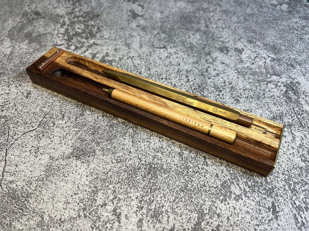 岩选 - 乌金木笔盘/笔筒/笔座   (古典系列2号) - 笔筒/笔座 - 木头 咖啡色