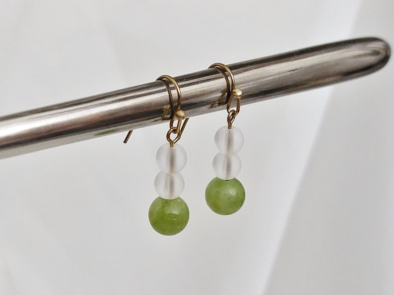 地仙 L'IMMORTEL chill系列 #12 垂坠耳饰 可改夹 - 耳环/耳夹 - 铜/黄铜 绿色