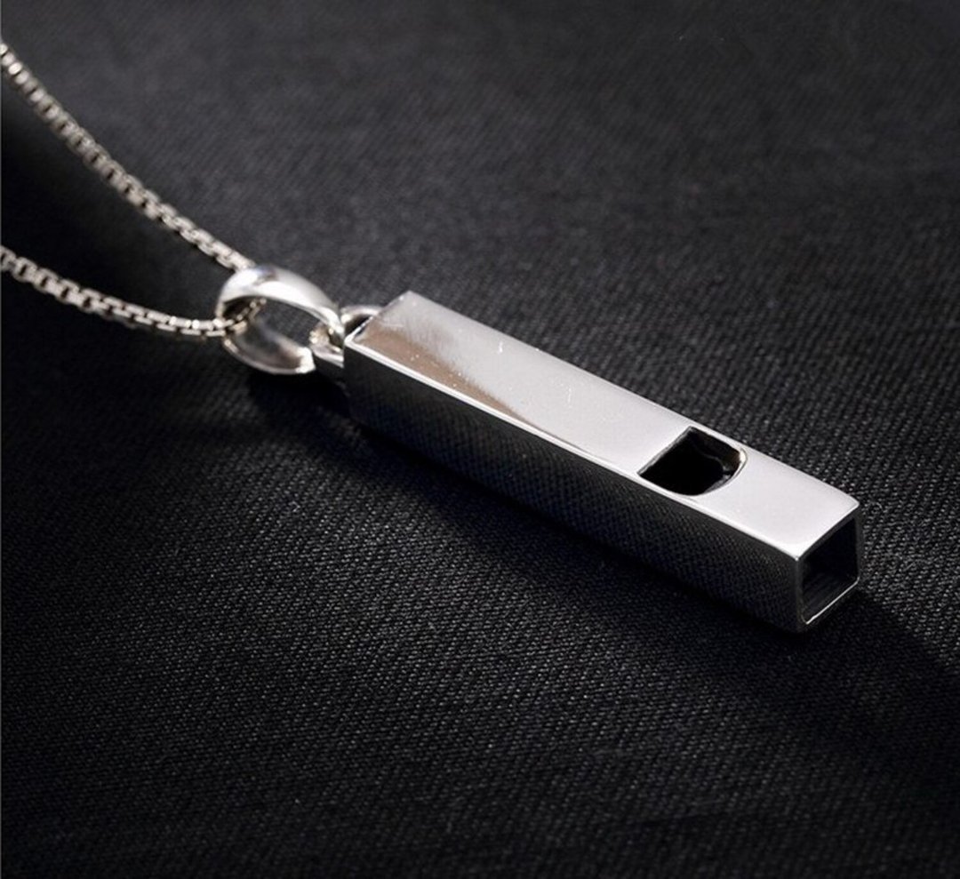 Real 925 Sterling Silver Simple Handmade Whistle Pendant without Chain Unisex - 长链 - 纯银 银色