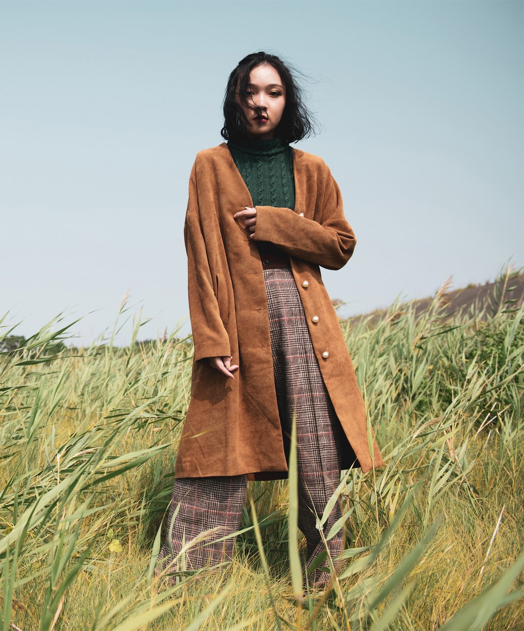寂静 落肩长版大衣Image Taiwan Coat - 女装休闲/机能外套 - 聚酯纤维 咖啡色