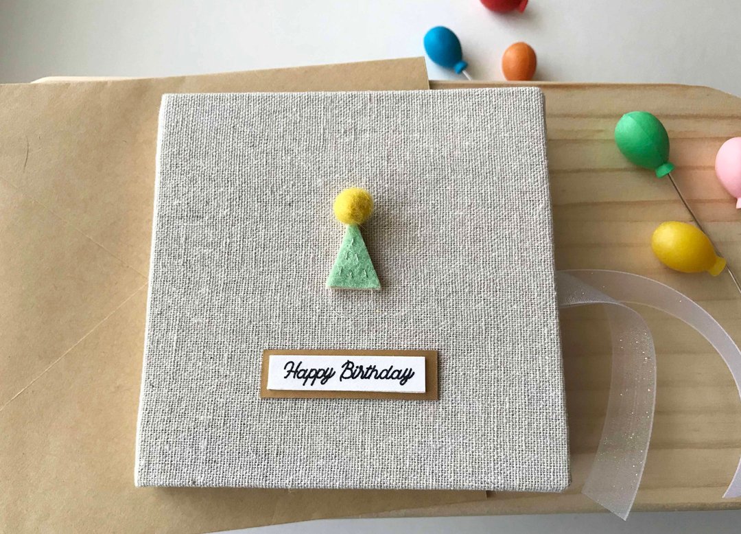 小小生日帽的祝福 |手工卡片 | 生日卡|Handmade Birthday card 浅绿 - 卡片/明信片 - 其他材质 多色