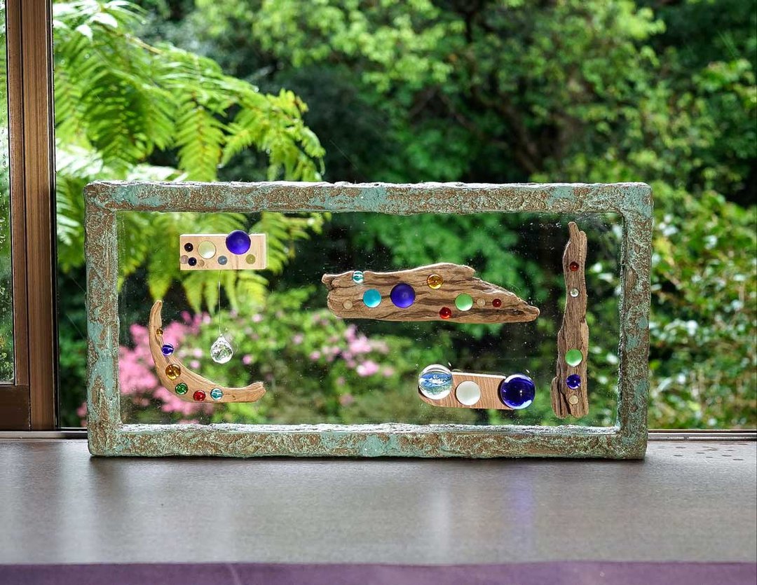 driftwood sun catcher window decoration glass ball glass ball marble wall décor natural art ２７ - 墙贴/壁贴 - 玻璃 咖啡色