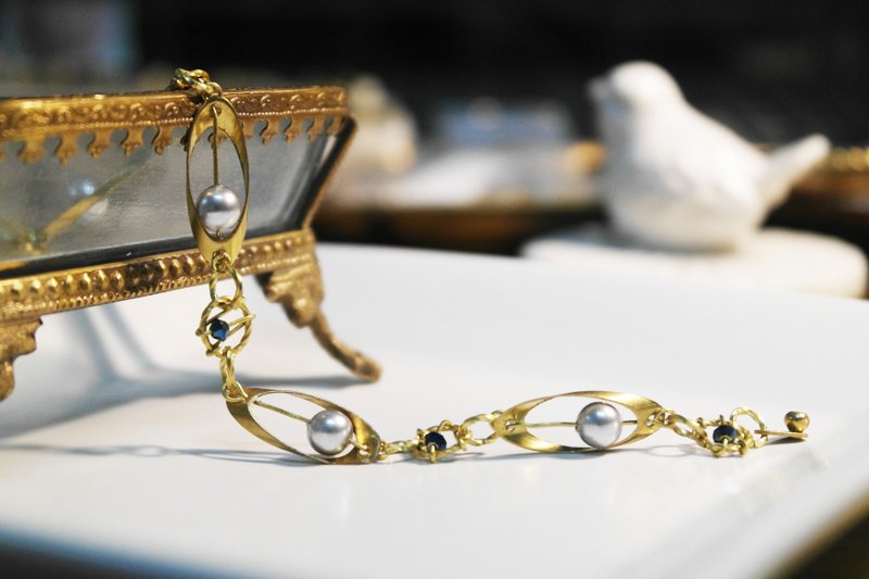 《旋转的蓝夜银河》经典款 几何结构旋转星球 黄铜手链 - 手链/手环 - 宝石 