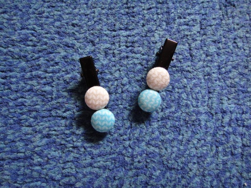 微凉初秋 钮扣鸭嘴短夹 C20AMBY98Y99 - 发饰 - 棉．麻 蓝色