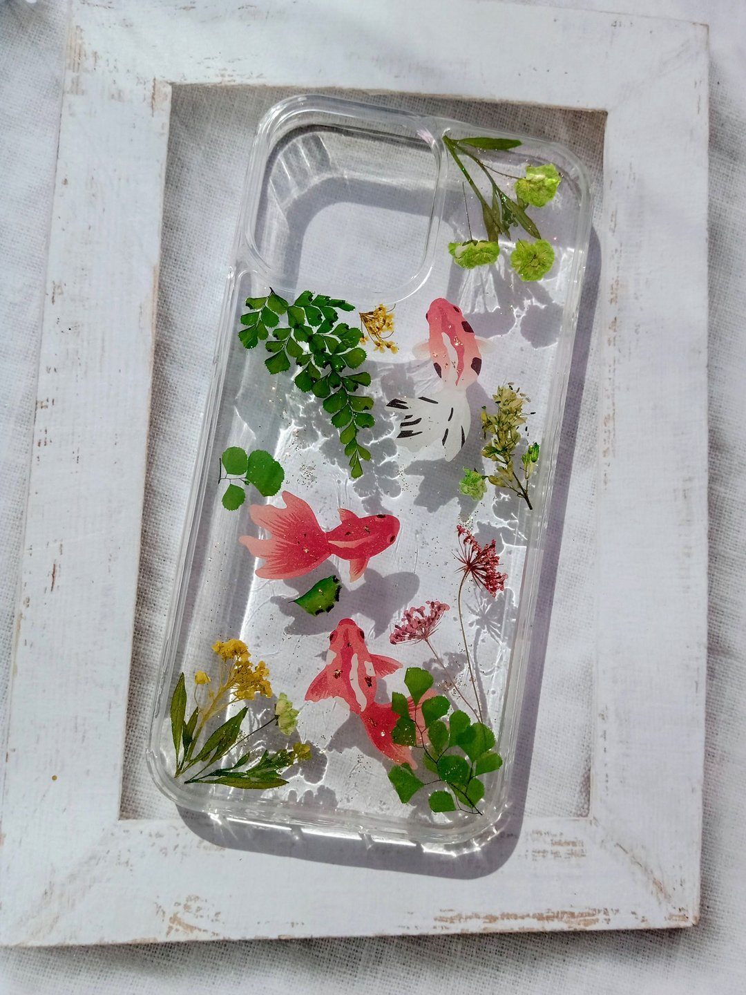 手作押花手机保护壳 | iPhone 13 Pro Max | 年年有鱼 - 手机壳/手机套 - 塑料 多色